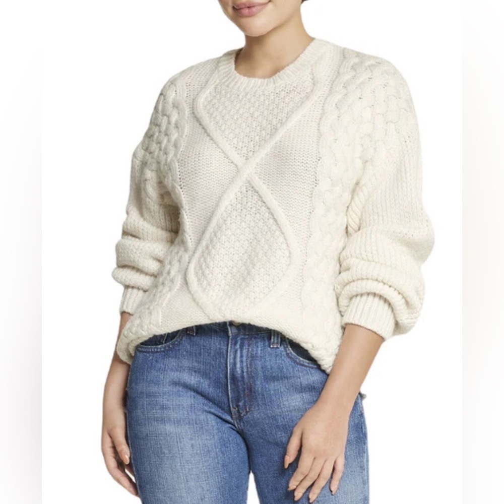 Lumiere Ivory Chunky Sweater Sz Medium Knit Gorgeous Winter Chic Sweater